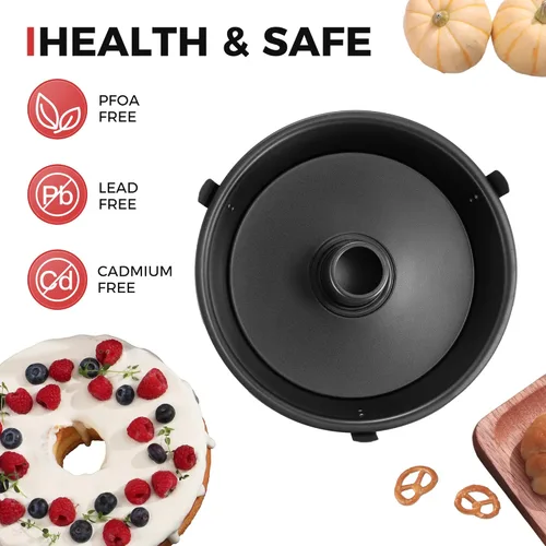 Miniatura 4 de HONGBAKE Molde para Angel Food Cake con Fondo Extraíble, Molde de Tubo de 10 Pulgadas, Moldes Antiadherentes para Pound Cake para Hornear, Molde
