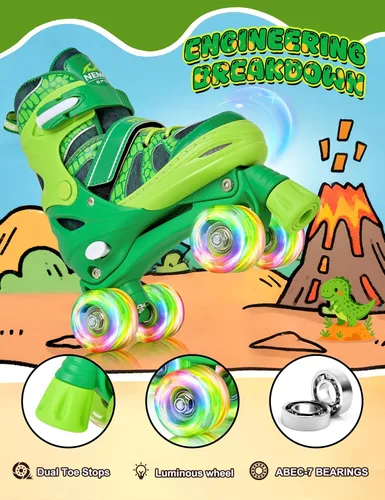 Miniatura 3 de NEMONE - Patines de sirena con ruedas iluminadas y 4 tamaños ajustables para niñas, azul y morado, para niños pequeños, para principiantes, de D