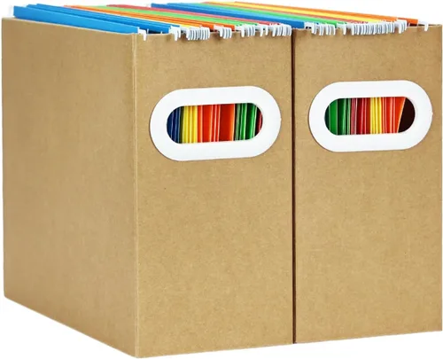 Miniatura 10 de Organizador de archivos colgante, organizador de carpetas de archivos de cartón para tamaño carta, caja de almacenamiento de documentos