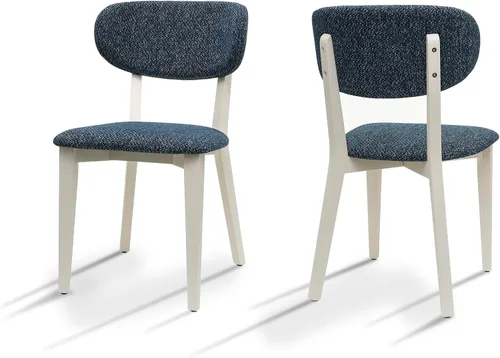 Miniatura 6 de BISCHAIR - Juego de 4 sillas de comedor de madera tapizadas de mediados de siglo modernas para muebles de habitación con diseño ergonómico duradero