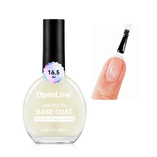 Miniatura 9 de OpenLive 2 esmaltes de uñas transparentes de capa superior brillante, esmalte de uñas regular de secado rápido, acabado de alto brillo, protección