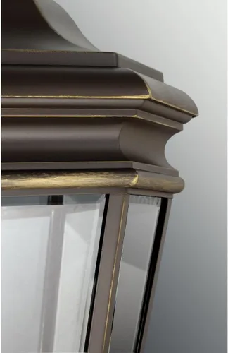 Miniatura 2 de Progress Lighting P5670-108 Linterna de pared de 1 luz con paneles de vidrio biselado transparente y detalles de brazo de desplazamiento, bronce