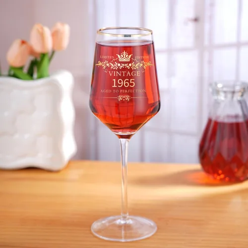 Miniatura 4 de MOMRNTAIL Regalos de copa de 1965 para cumpleaños 60, copa de vino de copa de vino de copa de 16 onzas, decoraciones de cumpleaños de 60 años