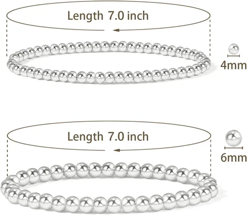 Miniatura 2 de Elegance 11 designs - Pulseras elásticas de cuentas redondas chapadas en oro de 14 quilates para mujer