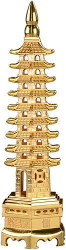 BRABUD 7 '' aleación Fengshui 9 niveles Pagoda Wenchang Torre estatua protección de negocios se eleva decoración de escritorio coleccionable color