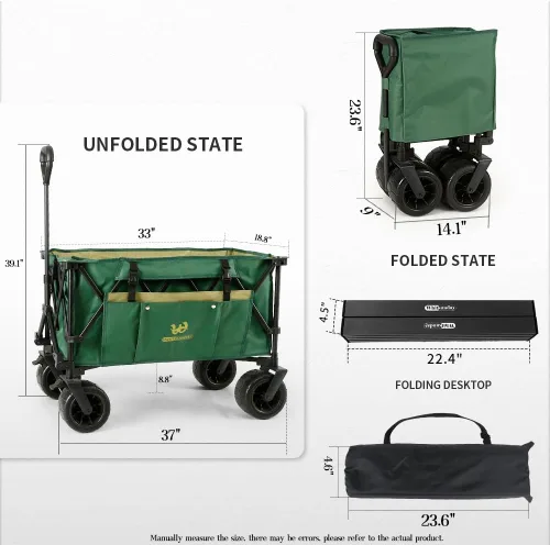 Miniatura 5 de Whitsunday Carro plegable, gran capacidad, 400 libras, ruedas todo terreno, carro utilitario resistente para jardinería, compras, pesca, campamento