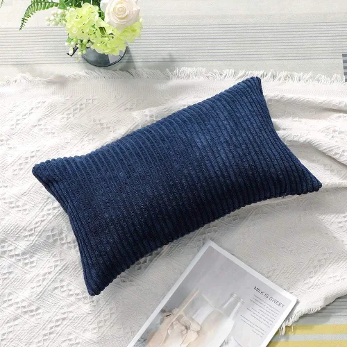 Miniatura 3 de Artscope Fundas de Almohada de Pana a Rayas Acogedoras Súper Suaves Decorativas Oblongas Fundas de Almohada Decorativa Fundas de Cojín para Sofá