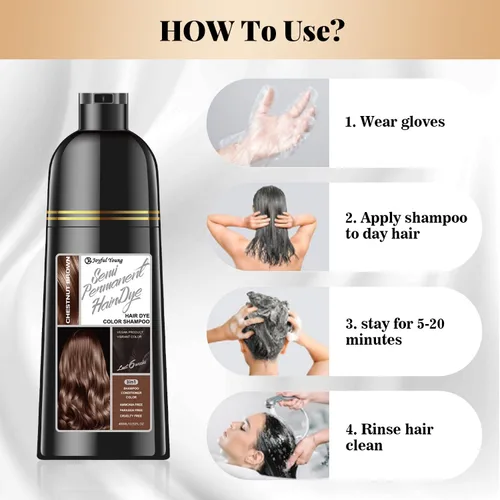 Miniatura 4 de Joyful Young Champú Tinte para el Cabello 3 en 1 Color Vegano para Canas - Sin Amoníaco para Hombres y Mujeres - Coloración de Barba y Cabello