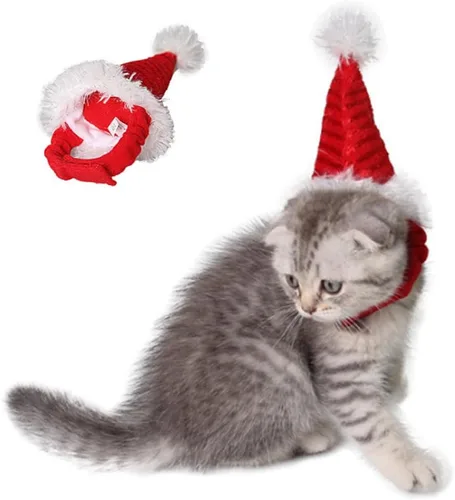 Miniatura 2 de ANIAC Sombreros de hámster de Navidad, disfraz de conejillo de indias, mini sombrero de Santa para gatito, chinchilla, conejo, erizo, hurón