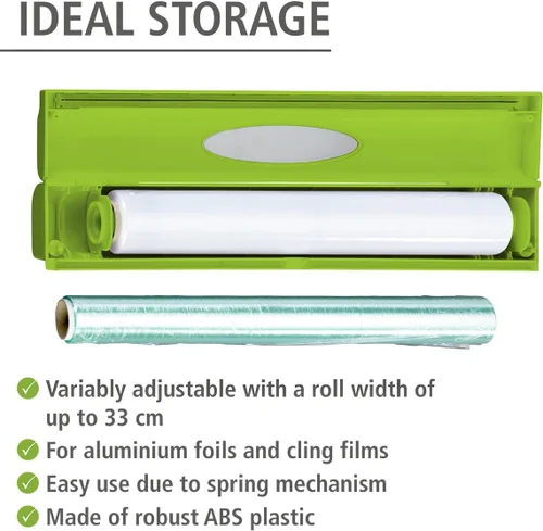 Miniatura 6 de WENKO Organización y almacenamiento de papel de aluminio recargable, dispensador de papel de aluminio y plástico con cortador deslizante