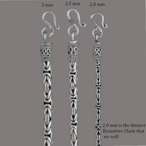 Miniatura 7 de BluSilver - Collar de cadena de plata de ley 925 de Bizantina hecho a mano en Bali 0.118in