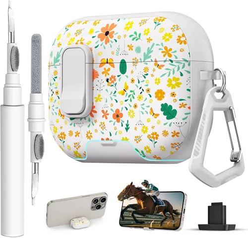 Miniatura 42 de Funda para AirPods Pro 3 con cerradura, textura de piel TPU duradera, antipérdida y a prueba de golpes, accesorios con kit de limpieza en llavero