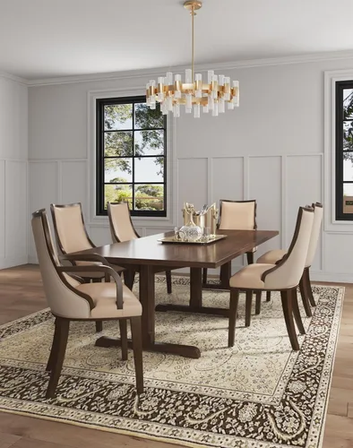 Miniatura 3 de Manhattan Comfort Grand - Silla de comedor de piel sintética con brazos, asiento acolchado con respaldo de ala, costuras rectangulares finas y marco
