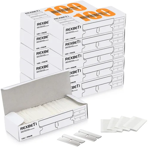 Miniatura 10 de REXBETI 400 piezas Hojas de afeitar de un solo filo, Hojas de afeitar de raspador industrial, Hoja de afeitar de un solo filo, Hojas de repuesto