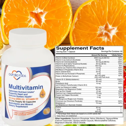 Miniatura 2 de Multivitamínico - Suplementos para el corazón y la inmunidad para hombres y mujeres, multivitamínico para hombres y mujeres, con minerales complejo