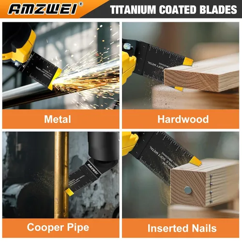 Miniatura 5 de AMZWEI 100 Piezas Cuchillas para Herramientas Oscilantes, Cuchillas de Sierra Oscilante Universales Profesionales para Corte de Madera y Metal