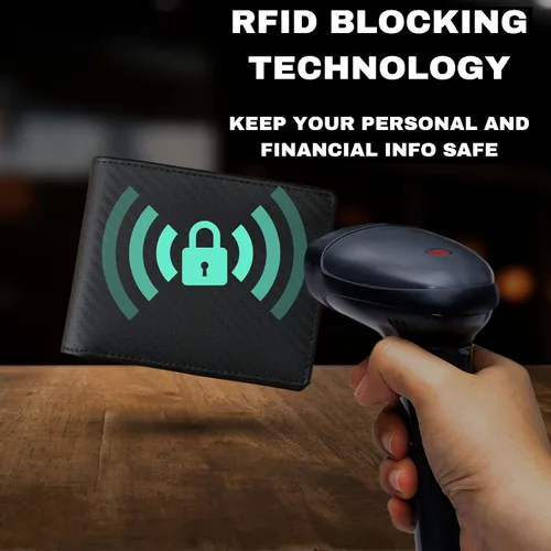 Miniatura 4 de Stealth Mode Cartera plegable de cuero para hombre con ventana de identificación y bloqueo RFID