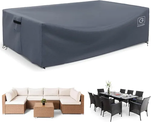 Miniatura 12 de Gasadar Fundas para Muebles de Patio Exterior Impermeables, 500D Oxford, Protección para Todo Clima, Fundas para Mesa de Patio para Conjunto de Negro