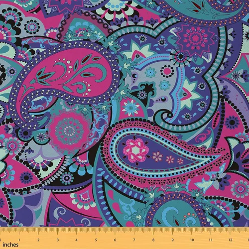 Miniatura 18 de Tela con patrón Paisley de The Yard, tela de tapicería floral étnica boho para sillas y sofás, costura, tela impermeable de arte mandala abstracto
