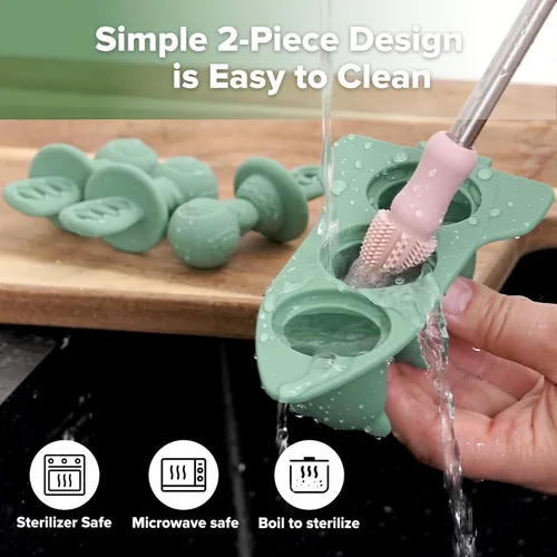 Miniatura 8 de Haakaa Astronaut - Juego de moldes para paletas de hielo – Mini moldes de silicona para paletas de leche materna con palos, diseño antiasfixia