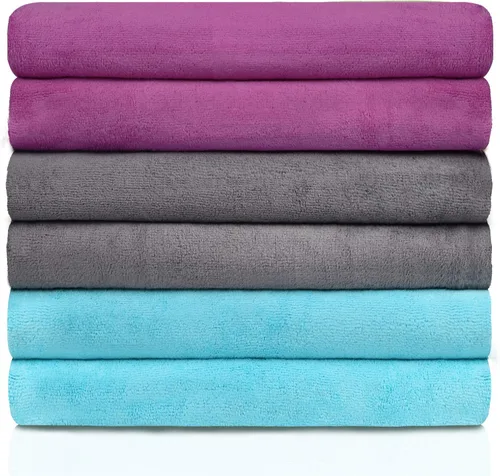 MERRY HOME Paquete de 6 toallas de baño, 27 x 55 pulgadas, juego de toallas de baño de microfibra grandes para adultos, hombres y mujeres, ultra