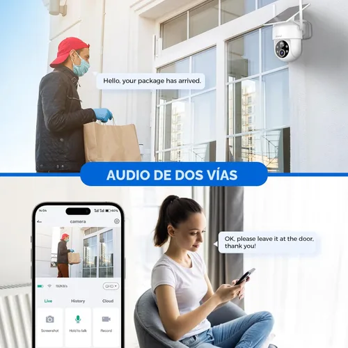 Miniatura 6 de LITYMOL Cámaras de seguridad de 2K con vista de 360° inalámbricas para exteriores, cámaras solares para seguridad del hogar