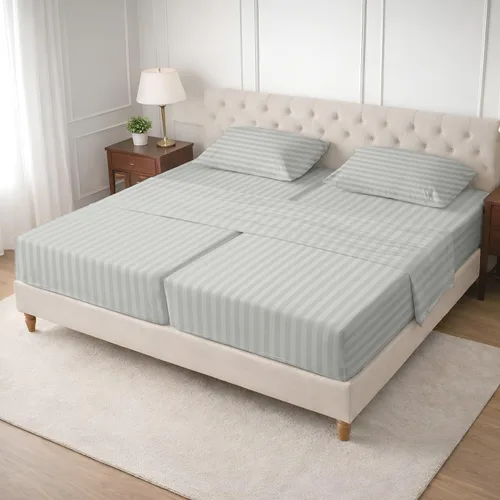 Miniatura 42 de SGI bedding Sábana Queen de 28 pulgadas con cabecera flexible y parte superior dividida, 100% algodón egipcio - 600 número de hilos, sábanas