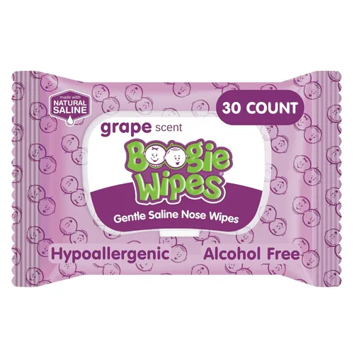 Miniatura 12 de Toallitas salinas para la nariz Boogie, para bebés y niños, cara, manos y cuerpo, hechas con vitamina E, aloe y solución salina natural, aroma a