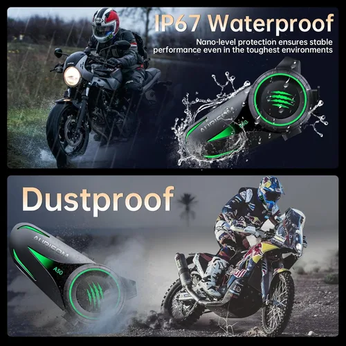 Miniatura 3 de Auriculares de Casco de Motocicleta Bluetooth con Cancelación de Ruido, Altavoces Inalámbricos para Casco con Luz LED de 4 Colores, Batería