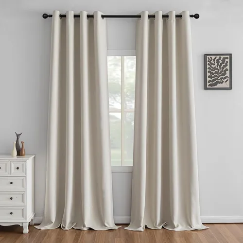 Miniatura 26 de IGEMAEVE Cortinas 100% opacas de 108 pulgadas de largo para dormitorio, juego de 2 paneles de cortinas opacas con bolsillo para barra y pestaña