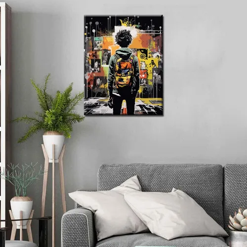 Miniatura 2 de Banksy Street Graffiti Pintura al óleo por números, 16 x 20 pulgadas, lienzo DIY pintura al óleo para niños, estudiantes, adultos, principiantes