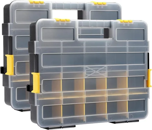Miniatura 8 de MIXPOWER Juego de 2 organizadores de cajas de herramientas de 15 pulgadas, 20 divisores extraíbles, caja de plástico duradera, excelente
