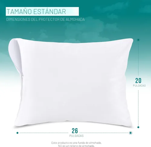 Miniatura 2 de Utopia Bedding - Funda de almohada impermeable con cremallera, 20 x 26 pulgadas, 2 unidades, estándar, color blanco