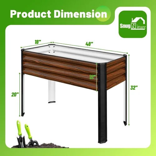Miniatura 3 de SnugNiture Cama de jardín elevada con patas, 48 x 18 x 32 pulgadas, maceta elevada de metal para exteriores, patio trasero, balcón