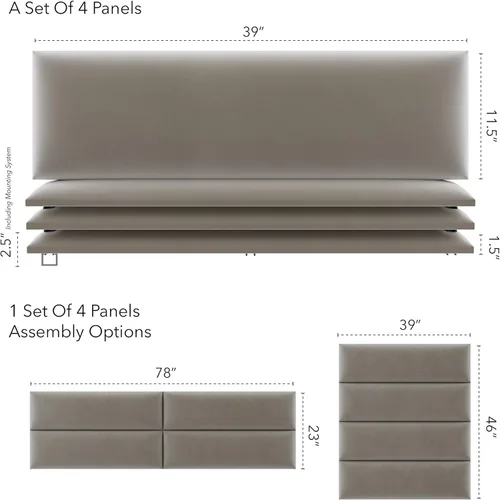Miniatura 77 de Vant - Paneles tapizados para pared - Cabeceros montados en la pared tamaño King/Cal King - Cuero vintage blanco tórtola - Twin/King - Juego de 4