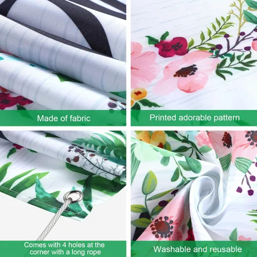 Miniatura 3 de Sumind Cartel de bienvenida a casa grande con cuerda para colgar en primavera, guirnalda de flores de primavera, telón de fondo para fiesta
