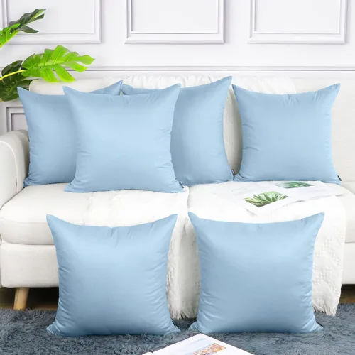Miniatura 50 de Coddsmz Paquete de 6 fundas de almohada decorativas 100% algodón, fundas de cojín cuadradas de Navidad sólidas para el hogar, cama, sofá, día