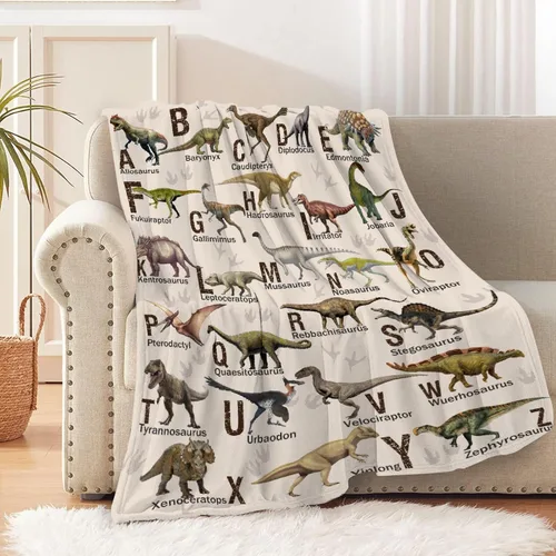 Miniatura 28 de Manta de dinosaurio para regalo, manta de franela ultra suave y acogedora, manta de forro polar ligera y mullida, manta de felpa cálida para sofá