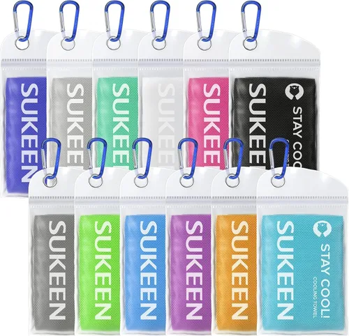 Sukeen Paquete de 12 toallas refrescantes (40 x 12 pulgadas) para sudor, toallas de gimnasio transpirables y frías, toallas de microfibra Azul
