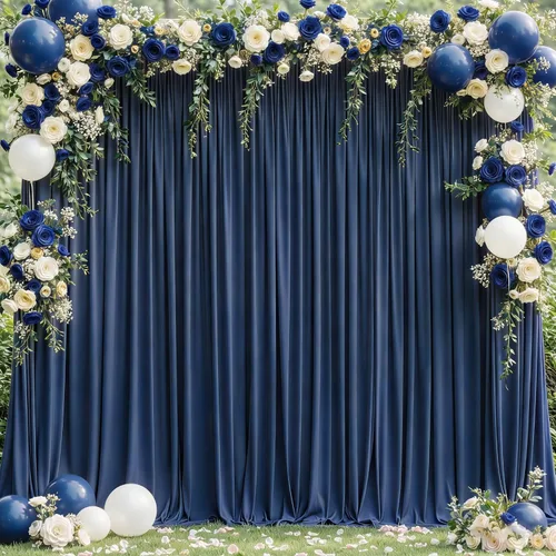 Miniatura 71 de Cortinas de fondo azul bebé de 8 x 10 pies para bodas, cortinas de fondo de poliéster sin arrugas, para baby shower, fiestas de cumpleaños