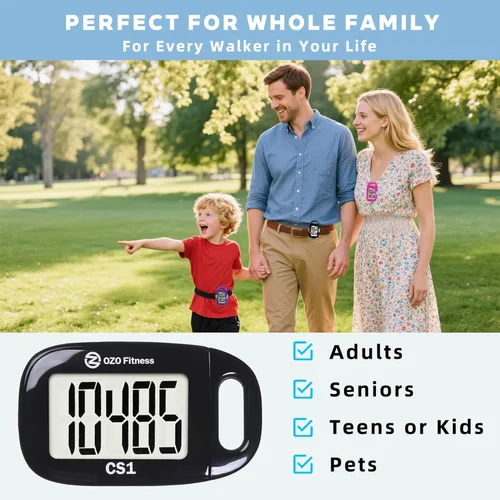 Miniatura 7 de Clip-on 3D Pedometer for Walking Steps Counter with Lanyard, Simple Exercise Tracker for Women and Seniors with Large Accurate Digital Display, Negro