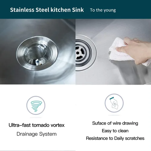 Miniatura 5 de TORVA Fregadero de Montaje Bajo para Cocina de 30 Pulgadas, Fregadero de Barra de Acero Inoxidable Premium 304 - Cuenca de 10 Pulgadas de plateado