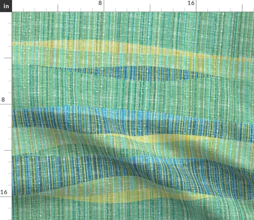 Miniatura 3 de Spoonflower Fabric - Teal Aqua Bohemian Mid Mod Vintage Retro 60S Abtract Waves Printed on Petal Cotton Fabric Fat Quarter - Sewing Quilting Apparel