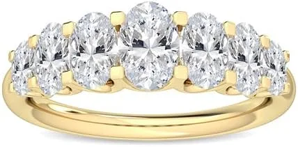 Miniatura 5 de CUSTOMIZE JEWELS 2.10 ctw Oval Shape White Lab Grown Diamond In 14K Gold Side Stone Engagement Ring,F-GVS1-VS2