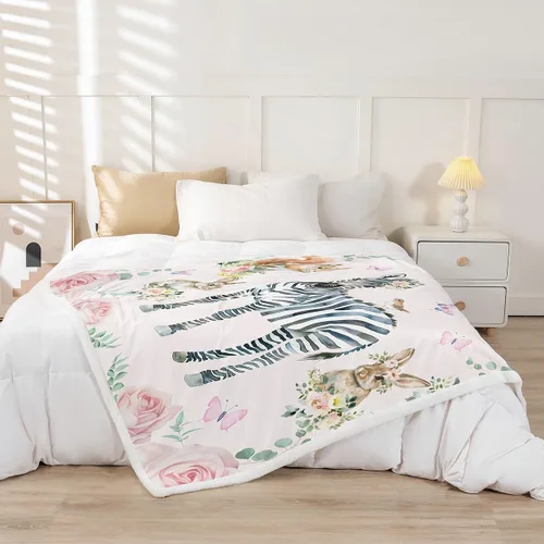 Miniatura 2 de Erosebridal Manta infantil de cebra de 40 x 50 pulgadas para dormitorio, sala de estar, sofá, sofá, manta de forro polar de animales de zoológico