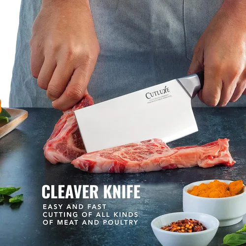 Miniatura 6 de Cutluxe - Cuchillo de carnicero de 7 pulgadas, cuchillo para cortar carne – Hoja de acero alemán, espiga completa, diseño de mango ergonómico