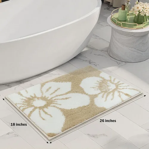 Miniatura 2 de Uphome Tapetes de baño para baño, 18 x 26, diseño floral, moderno, antideslizante, suave, lavable a máquina, absorbente, de secado rápido, tapete