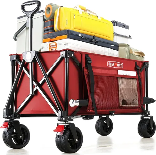 Overmont Carro plegable con ruedas – Carro plegable resistente de 180 litros con grandes ruedas todo terreno – Capacidad de peso de 330 libras con