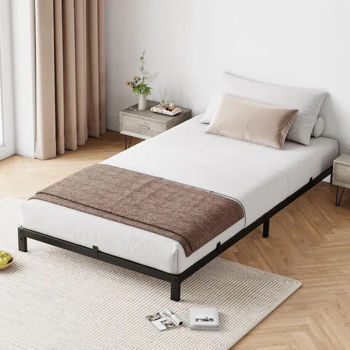 Miniatura 4 de IDEALHOUSE Base de cama individual de 6 pulgadas, no necesita somier, plataforma de metal resistente de perfil bajo con listones de acero