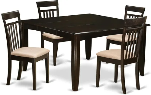 Miniatura 10 de East West Furniture PFCA7-CAP-W - Juego de mesa de comedor moderno de 7 piezas que consta de una mesa cuadrada de madera con hoja de mariposa y 6